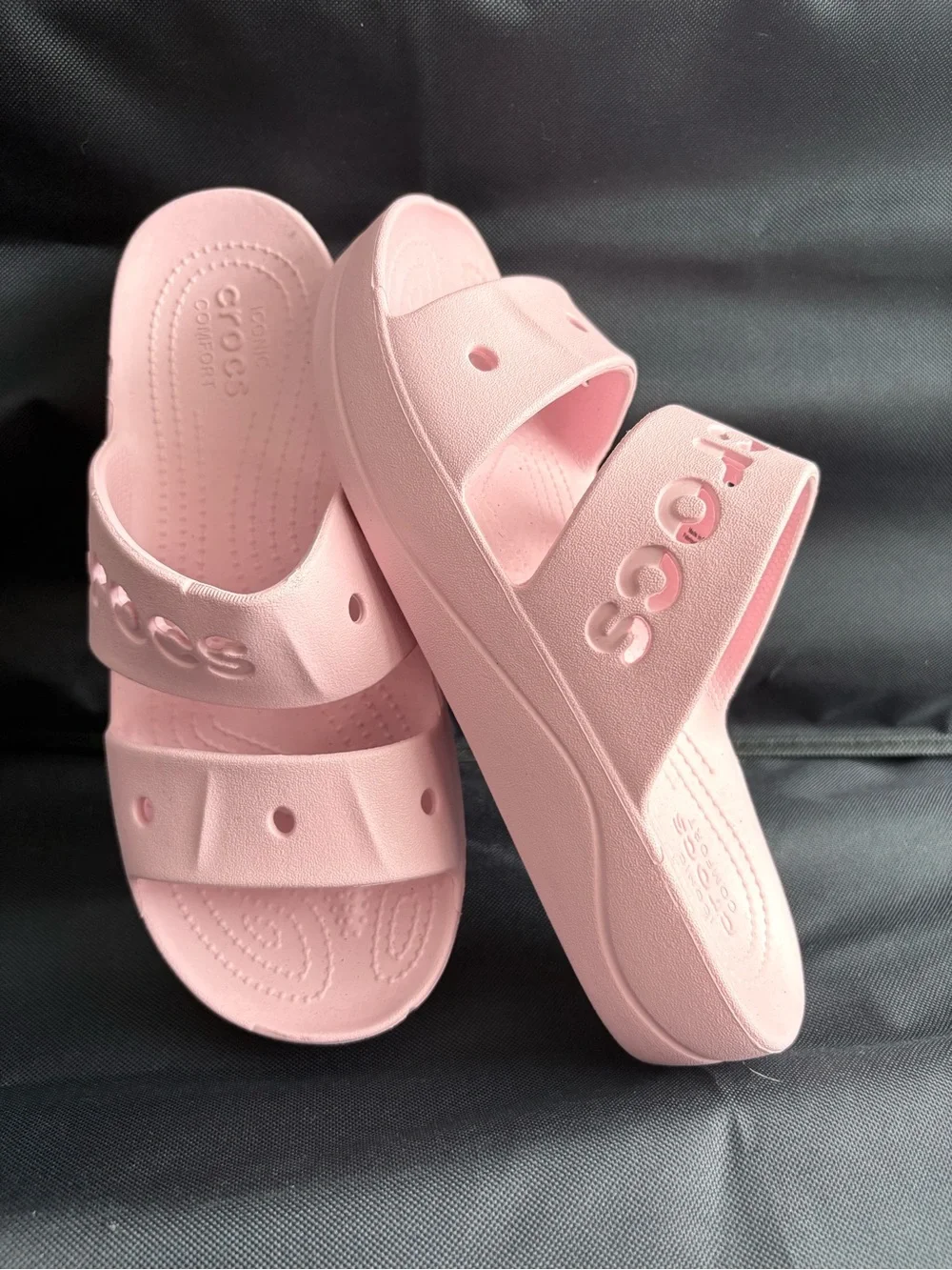 CROCS Pink Double-Strap Slide Sandals